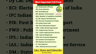 Most Important Full Forms fullform administration ias ips dm sdm ipc cmpmeducation shorts [upl. by Atiuqer]