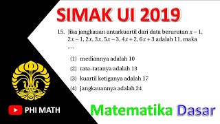 PEMBAHASAN MATEMATIKA DASAR SIMAK UI 2019 KODE 521 15 STATISTIKA [upl. by Temple]