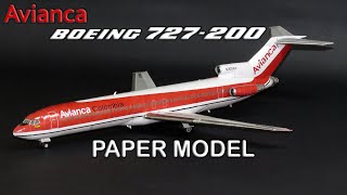 Avianca Boeing 727200 PAPERCRAFT  PAPER MODEL [upl. by Hilar313]