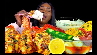 SEAFOOD BOIL MUKBANG LOBSTER TAIL MUKBANG SEAFOOD ALFREDO  CHEESE SAUCE MUKBANG [upl. by Beeck]