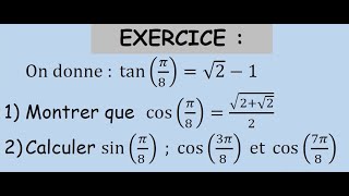 Calcul trigonométriqueExerciceTronc commun science TCSBIOF [upl. by Ellak4]