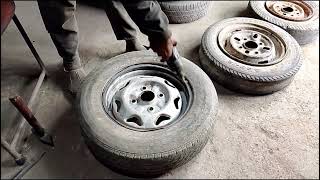 Manual Tyre Mounting shortvideo usedcartyres automobile trending youtube [upl. by Asiuqram]