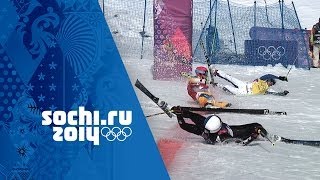 Crazy Photo Finish In Mens Ski Cross QuarterFinal  Sochi 2014 Winter Olympics [upl. by Derwon]