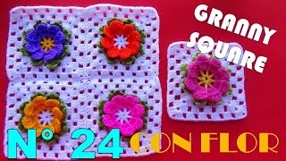 Como tejer la Flor N° 24 a crochet para aplicar en tapetes centros de mesa y cuadrados para colchas [upl. by Eseer816]