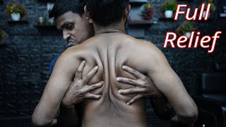 Back Pain Relief ASMR Back Massage With Strong Head Massage For Deep Sleep  Strong Wrist Barber [upl. by Ahseikram525]