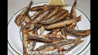 Fresh fried anchovies  Boquerones fritos [upl. by Odrude394]