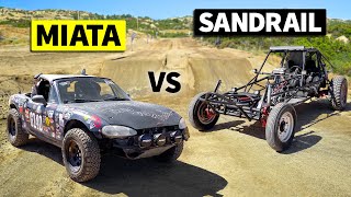 OffRoad Miata vs KSwapped Sandrail in Dirt Drag Racing [upl. by Stig]