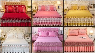 iloulou Thick Bedspread Warm Velvet Bed Cover Skirt Floral Print Pattern Lace Bedding Queen Mattress [upl. by Learsi]