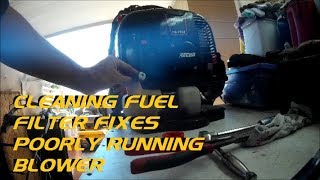 CLEANING FUEL FILTER FIXES POORLY RUNNING BLOWER [upl. by Attelrahc]