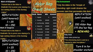 Aldor Reputation Farm Guide amp Cheat Sheet [upl. by Otokam374]