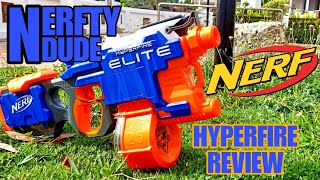 NERF ELITE HYPERFIRE REVIEW FIVE DARTS PER SECOND  NERFTY DUDE [upl. by Lipinski357]