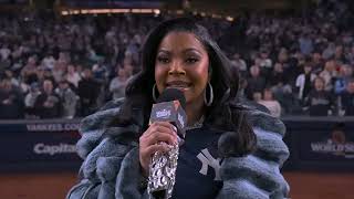 Grammywinning artist Ashanti sings National Anthem before World Series Game 4 [upl. by Edals]