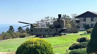 US Army Chinook Landing at the Switzerland Inn in Little Switzerland North Carolina [upl. by Neall]