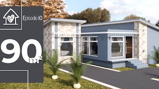 🔰 90m2  10x10m  Plano de Casa con 4 dormitorios en 3D [upl. by Scheider315]