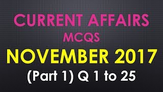 Latest GK November 2017 Current Affairs MCQs 25 Question Answers in Hindi [upl. by Gifford]