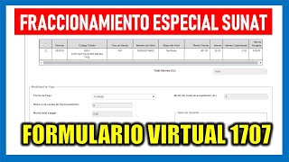 FORMULARIO 1707 SUNAT FRACCIONAMIENTO ESPECIAL [upl. by Ambie]