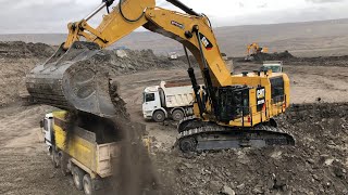 Caterpillar 6015B Excavator Loading Trucks Non Stop For 3 Hours  Mega Machines Movie [upl. by Marijane216]