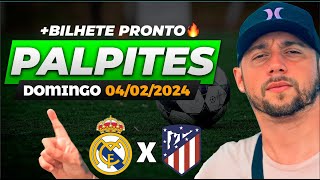 PALPITES DE FUTEBOL PARA HOJE 04 02 2024 DOMINGO  BILHETE PRONTO  BET GREEN 🍀 [upl. by Narok261]