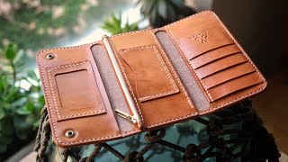 Making a Trifold Long Wallet  Leather Crafting ASMR [upl. by Naud]