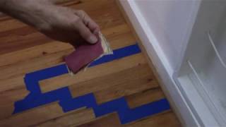 Repairing scratches in oak flooring Final oak floor patch sanding and last coat polyurethane [upl. by Attenov671]