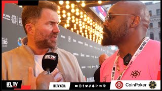 YOU CAN SCK D  DEREK CHISORA amp EDDIE HEARN GET INTO HEATED CONFRONTATION  AJDUBOIS ARRIVALS [upl. by Omrelliug]