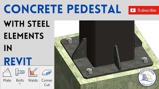 CONCRETE PEDESTAL  STEEL CONNECTION WORKS IN REVIT  STEP BY STEP TUTORIAL [upl. by Anibor]