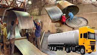 How to make 30000 Liters Fuel Tanker Truck  How Fabricators make Fuel Tanker with Sheets of Iron [upl. by Enovaj]