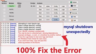 Solve MySQL Shutdown Unexpectedly in Xampp 100 Fixed  Xampp Error [upl. by Hiro]