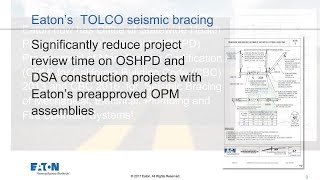 Eatons TOLCO Seismic Bracing OSHPD Preapproval [upl. by Cassandre]