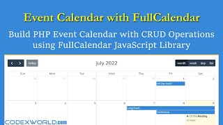 PHP Event Calendar using FullCalendar JS Library [upl. by Cho]