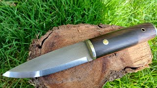 Puukko in 3mm 52100 steel with ebony scales and stainless buttplate and bolster [upl. by Dyson]