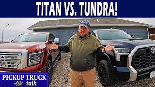 Truck Comparison 2022 Nissan Titan XD vs 2022 Toyota Tundra [upl. by Erihppas746]