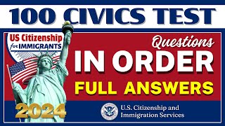 2024 USCIS Official 100 Civics Questions and Answers In Order for US Citizenship Interview [upl. by Anitsrihc]