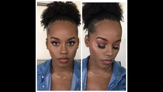 GRWM Natural Hair High Puff  Full Face Makeup  Ashail D [upl. by Geirk]