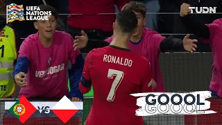 ¡QUÉ GOLAZO DE CR7 DOBLETE de Cristiano Ronaldo  Portugal 50 Polonia  UEFA Nations League 2024 [upl. by Ettennaj]