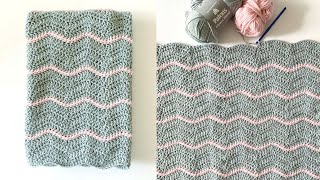 Crochet Thin Stripes Ripple Baby Blanket [upl. by Euqinommod]