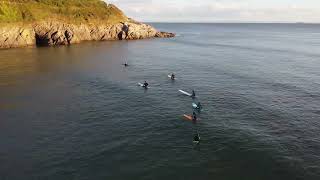 Surf Caswell bay Gower  Sunset  Early Autum Sept 2022  DJI Drone flight [upl. by Amick]