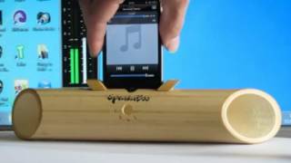 SpeakaBoo  The ecofriendly acoustic bamboo speaker amplifier sound test with iPhone 4mpg [upl. by Pascale]