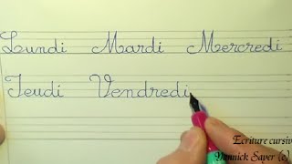 Ecriture cursive française cp ce1 ce2  apprendre à écrire les jours [upl. by Aix]