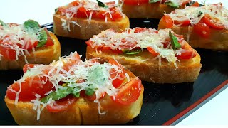 BRUSCHETTA DE TOMATE E MANJERICÃO  RECEITA ITALIANA [upl. by Auhesoj243]