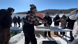 2023 Healthy Lake Ice fishing Derby Fun Experience  Pelican Lake Manitoba Canada [upl. by Enaujed]