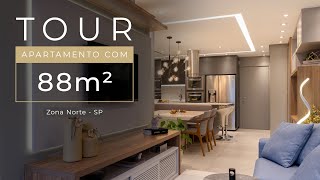 TOUR EM APARTAMENTO DE 88m² COM DECORAÇÃO INSPIRADORA [upl. by Pisano156]