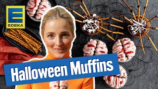 Gruselige HalloweenMuffins  Einfaches Backrezept [upl. by Onateag]