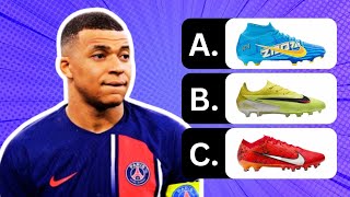 GUESS THE BOOTS OF EACH FOOTBALL PLAYER  Neymar Boots Ronaldo Boots Mbappe Boots Messi Boots [upl. by Barn]