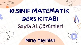 10Sınıf Matematik Ders Kitabı Sayfa 31 ÇözümleriCevapları  Miray Yayınları [upl. by Stoneman886]