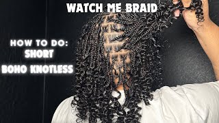 How to do Short Boho Knotless Braid Tutorial Tips For Braiders  Boho BobSTEPBYSTEP 3C Natural [upl. by Patrice867]