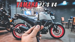 2024 Yamaha FZS V4 All New DLX Ice Fluo Vermillion Colour  Detail Walkaround  Price amp Features [upl. by Aleahs]