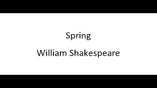 Spring  William Shakespeare [upl. by Sisak]