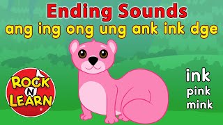 Ending Sounds Phonics Songs  ang ing ong ung ank ink dge  Rock ’N Learn [upl. by Erihppas356]