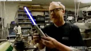 Adam playing with a real lightsaber mythbusters [upl. by Queri]